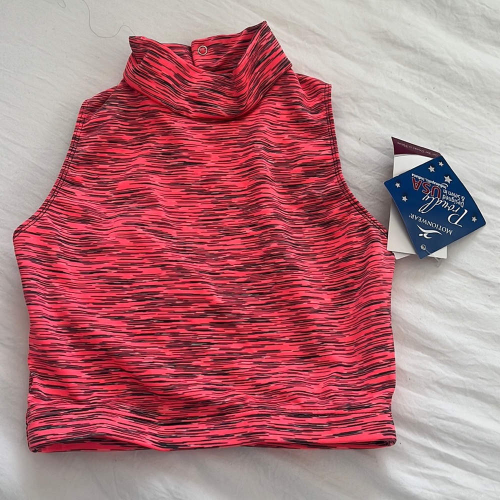 Motionwear Crop Top Dance Space Dye Orange Open Back NEW Size Adult Small